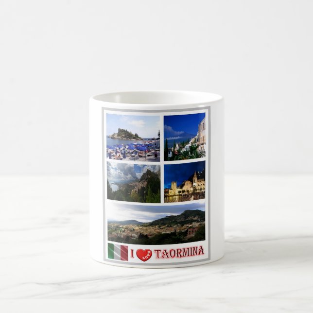 Caneca De Café Itália - Sicília - Taormina - I Love - (Centro)