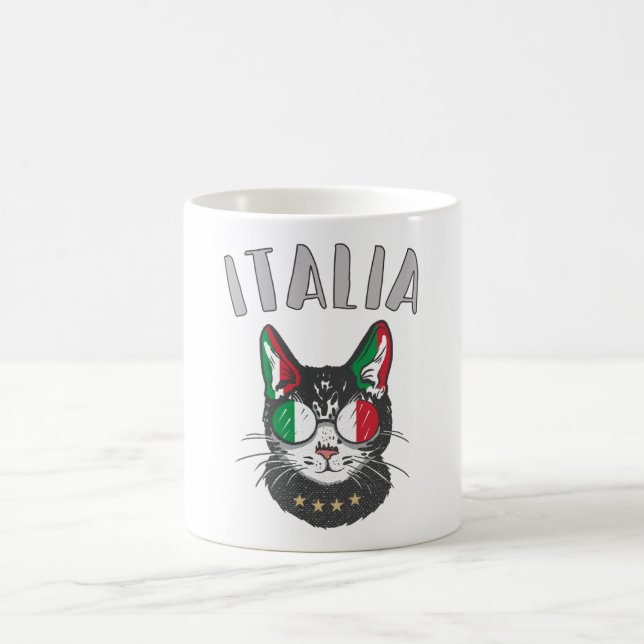 Caneca De Café Itália Soccer Cat Mascot Bandeira italiana (Centro)