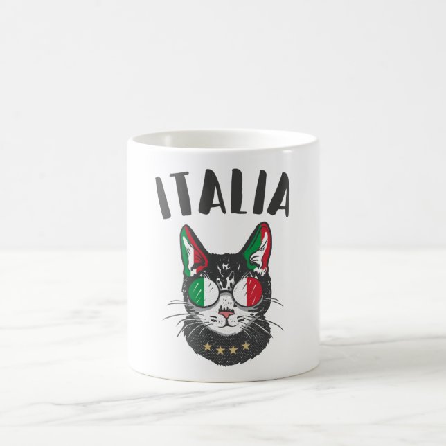 Caneca De Café Itália Soccer Cat Mascot Bandeira italiana (Centro)