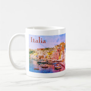 Caneca De Café Itália Vintage Pesca Harbor Viagem Souvenir
