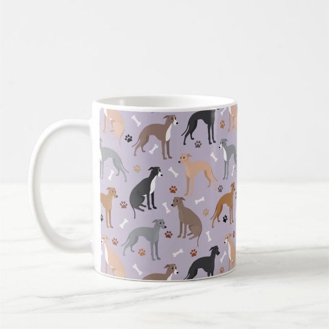 Caneca De Café Italian Greyhound Dog Bones and Paws (Esquerda)