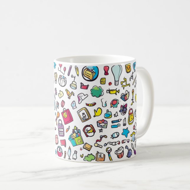 Caneca De Café itens domésticos infantis ou objetos do cotidiano. (Frente Esquerda)