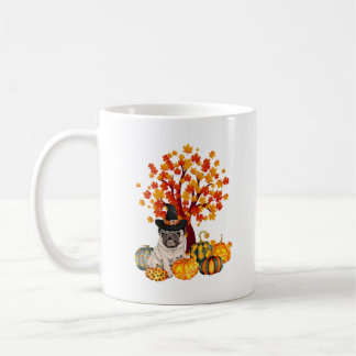 Caneca De Café It's Fall Y'all Cute Pug Pumpkin Autumn Tree Fall 