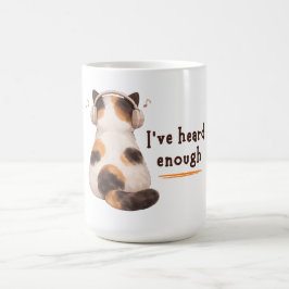 Caneca De Café "I've heard enough" Cat Wearing Headphone