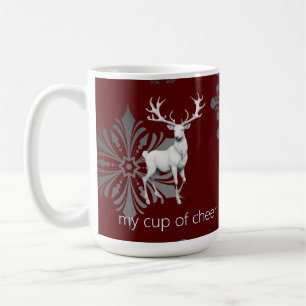Caneca De Café Ivory Reindeer Christmas   Vermelha