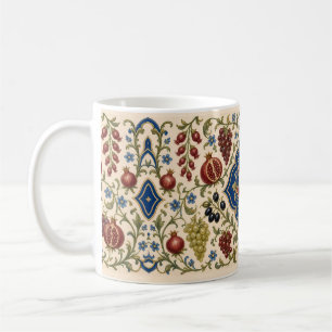 Caneca De Café Iznik Romã Medalhão – Azul e Creme