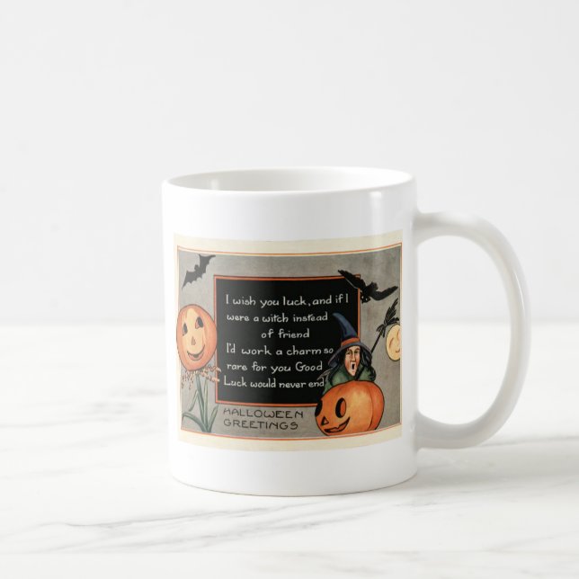 Caneca De Café Jack O Lantern Pumpkin Witch Bat Owl (Direita)