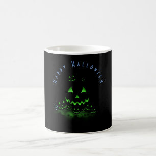 Caneca De Café Jack O Lanterna do Halloween Negro Verde Brilhante
