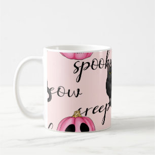 Caneca De Café Jack O-Lanterna Rosa e Gato Negro