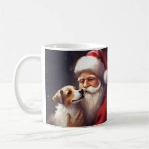 Caneca De Café Jack Russell com Papai Noel Natal Festivo