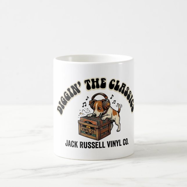 Caneca De Café Jack Russell Engraçado Cavando os Clássicos Retro (Centro)