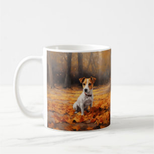Caneca De Café Jack Russell no outono deixa cair inspiração