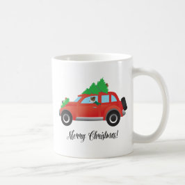 Caneca De Café Jack Russell Terrier dirigindo carro de Natal