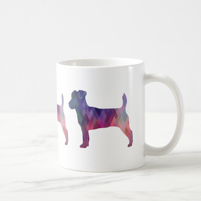 Caneca De Café Jack Russell Terrier Geométrico Pattern Silhouette (Direita)