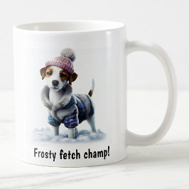Caneca De Café Jack Russell Terrier Personalizável no Dia de Neve