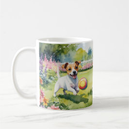 Caneca De Café Jack Russell Terriers Brincando Cachorros Aquarela