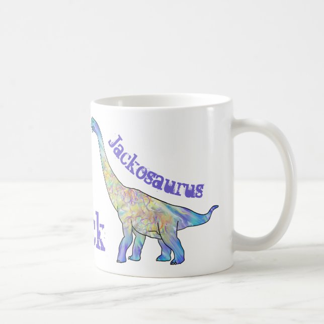 Caneca De Café Jack saurro Braquiossauro Colorido Nome de Dinossa (Direita)