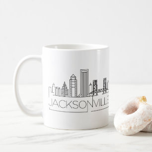 Caneca De Café Jacksonville, Flórida  Linha Skyline Estilizada d