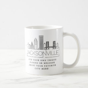 Caneca De Café Jacksonville   Slogan Personalizado do Skyline de 