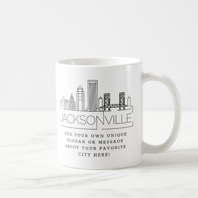 Caneca De Café Jacksonville | Slogan Personalizado do Skyline de  (Direita)