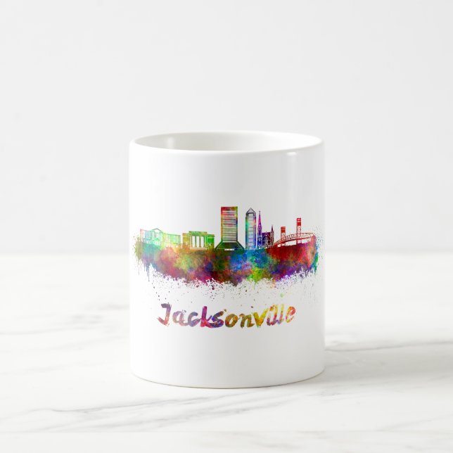 Caneca De Café Jacksonville V2 skyline in watercolor (Centro)