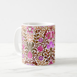 Caneca De Café Jacobean Floral Damask, Pink, Violet e Brown