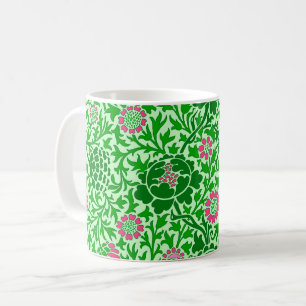Caneca De Café Jacobean Floral, Emerald e Verde limão