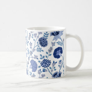 Caneca De Café Jacobean Floral Lg Pattern Blues em Branco