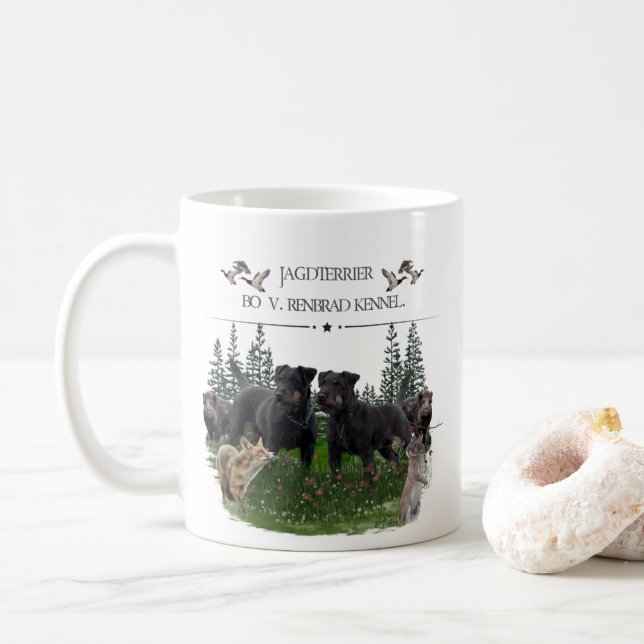 Caneca De Café Jagdterrier Bo v. Renbrad Kennel. Pele do Laptop H (Com Donut)