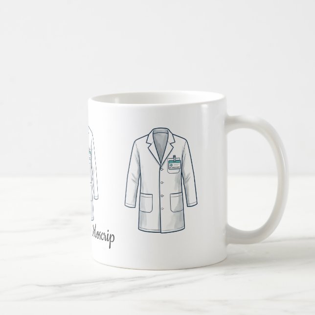 Caneca De Café Jaleco Branco de Médico com Crachá de Identificaçã (Direita)