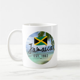 Caneca De Café "Jamaica Est. 1962" Beach With Jamaica Flag Art