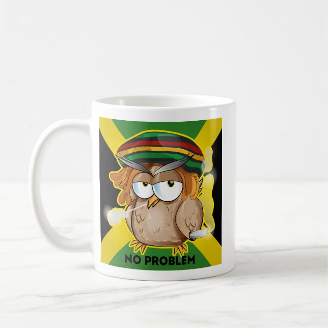 Caneca De Café Jamaica Mug, sem problemas com coruja engraçada em (Esquerda)