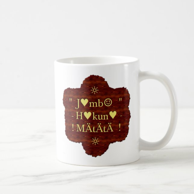 Caneca De Café Jambo Hakuna Matata: Impressão de Arte Africana/Gr (Direita)