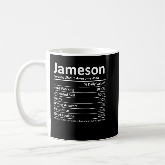 Caneca De Café JAMESON Nutrition Funny Birthday Nome Personalizad (Esquerda)