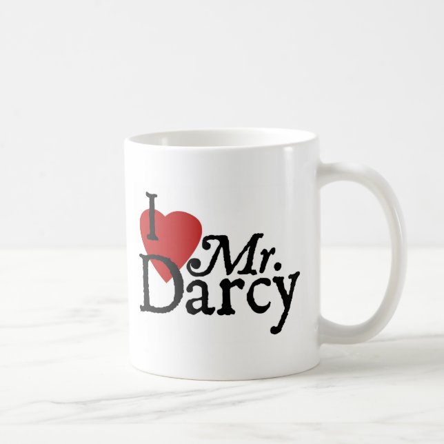 Caneca De Café Jane Austen EU AMO o Sr. Darcy (Direita)