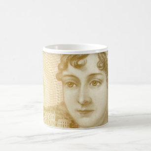 Caneca De Café Jane Austen, nota bancária, amantes de livros