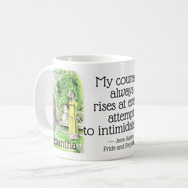 Caneca De Café Jane Austen Orgulho e Prejudica Citação do Livro E (Frente Esquerda)