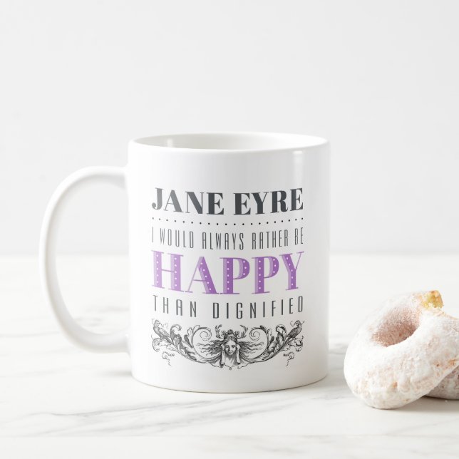 Caneca De Café Jane Eyre Citação - Eu Sempre Preferencialmente Fe (Com Donut)