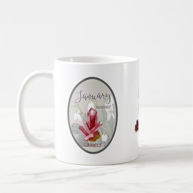 Caneca De Café Janeiro Birthstone e Flor 2 (Esquerda)