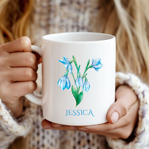 Caneca De Café Janeiro Nascimento Mês Flor Azul Neve