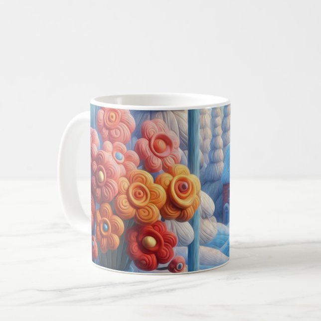 Caneca De Café Janela de Flor de Inverno (Frente Esquerda)