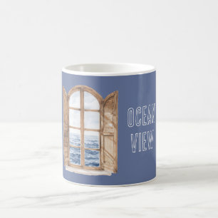 Caneca De Café Janela Vista Azul do Oceano