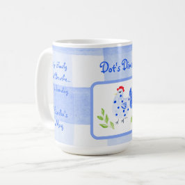Caneca De Café Jantar Aquarela Azul Galinha de Verificação DOMING