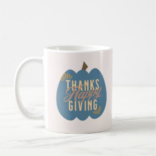 Caneca De Café Jantar de Ação de Graças Abóbora Azul