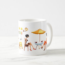 Caneca De Café Jantar e aproveitar os bons momentos em um restaur