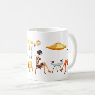 Caneca De Café Jantar e aproveitar os bons momentos em um restaur