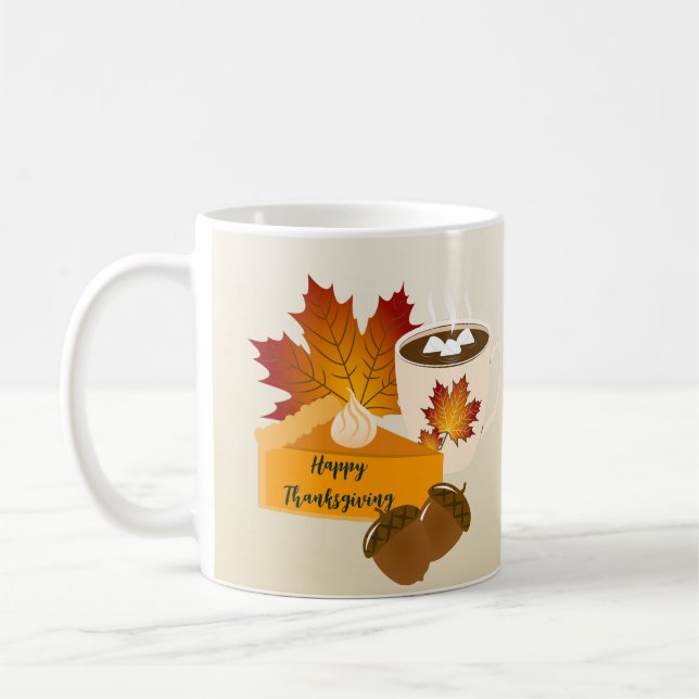 Caneca De Café Janto de Ação de Graças Cuisine Pumpkin Pie Hot Ch (Esquerda)