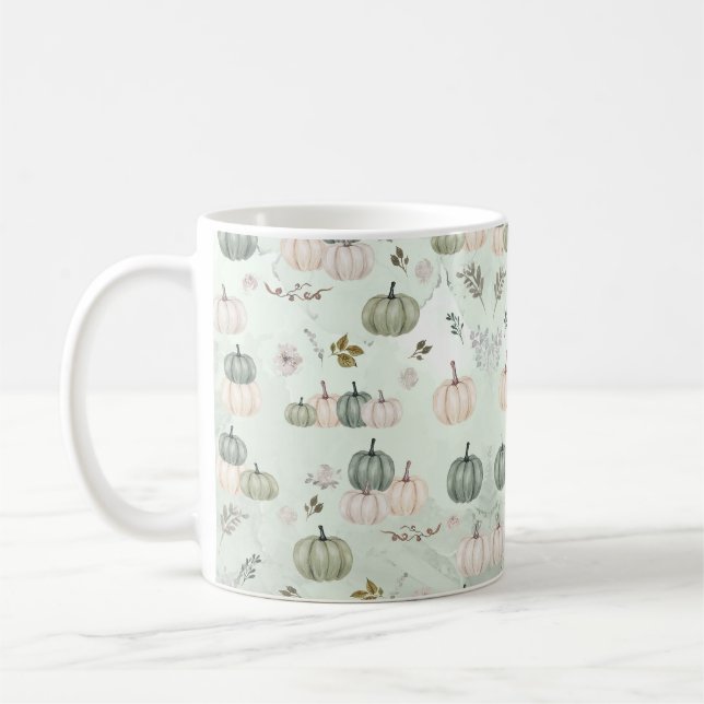 Caneca De Café Janto de Ação de Graças Verde de Abóbora (Esquerda)