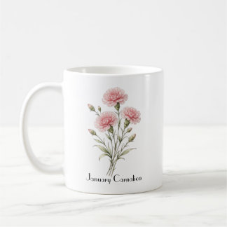 Caneca De Café January Carnation Flowers 