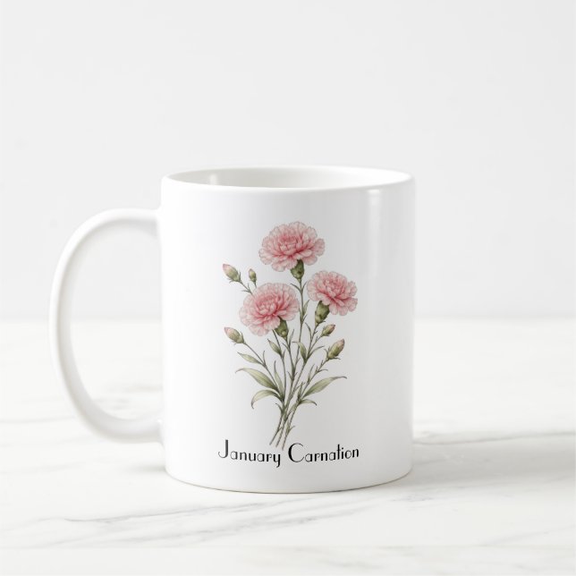 Caneca De Café January Carnation Flowers  (Esquerda)